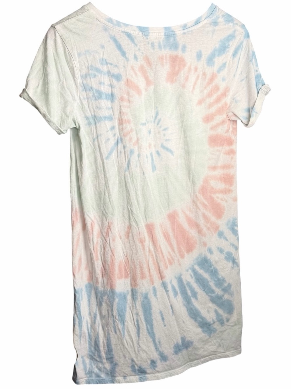 Z Supply Women V Neck Short Sleeve T Shirt Dress Tie Dye Medium Twist Hem - Picture 3 of 7